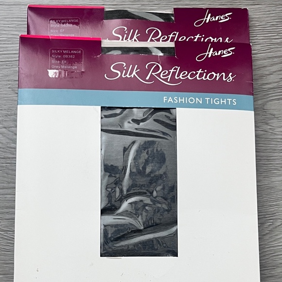 Brand NEW 2- Women's Hanes Gray Silky Melange Pantyhose Size EF - Picture 1 of 9